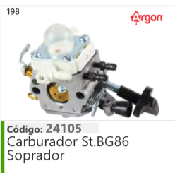 198 Código 24105 Carburador Stihl.BG86 Soprador ARGON