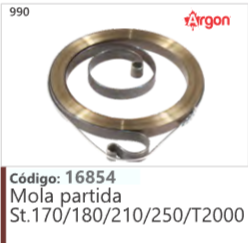 990 Código 16854 Mola partida Stihl 170/180/210/250/T2000 ARGON