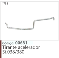 1758 Código 00681 Tirante acelerador 5tihl 038/380