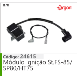 870 Código 24615 Módulo ignição Stihl FS85/ SP80/HT75 ARGON