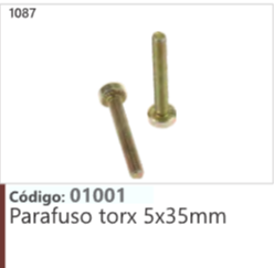 1087 Código 01001 Parafuso torx 5x35mm