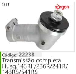 1351 Código 22238 Transmissão sompleta Husqvarna143RII/236R/241R/ 143RS/541RS ARGON