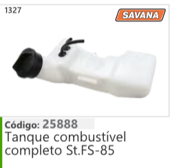 1327 Código 25888 Tanque combustível completo Stihl FS85 SAVANA