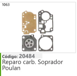 1063 Código 20484 Reparo carburador Soprador Poulan