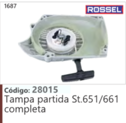 1687 Código 28015 Tampa partida 651/661 completa ROSSEL