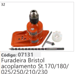 32 Código 07131 Furadeira Bristol acoplamento Stihl 170/180/ 025/250/210/230