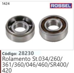 1424 Código 28230 Rolamento Stihl 034/260/ 361/360/046/460/SR400/ ROSSEL