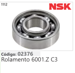 1112 Código 02376 Rolamento 6001.Z C3 NSK