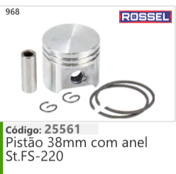 968 Código 25561 Pistão 38mm com anel Stihl FS220 ROSSEL