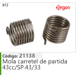 872 Código 21138 Mola carretel de partida 43cc/SP.43/33 ARGON