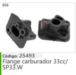 656 Código 25493 Flange carburador 33cc/ SP33.W