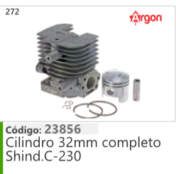 272 Código 23856 Cilindro 32mm completo Shind.C-230 ARGON