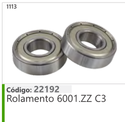 1113 Código 22192 Rolamento 6001.ZZ C3