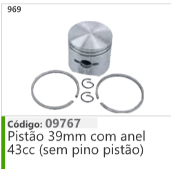 969 Código 09767 Pistão 39mm com anel 43cc (sem pino pistão)