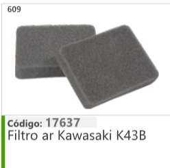 609 Código 17637 Filtro ar Kawasaki K43B