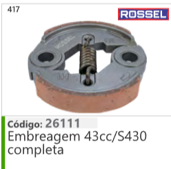 417 Código 26111 Embreagem 43cc/S430 completa ROSSEL