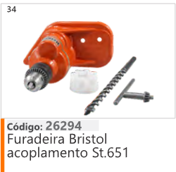 34 Código 26294 Furadeira Bristol acoplamento Stihl 651
