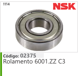 1114 Código 02375 Rolamento 6001.ZZ C3 NSK