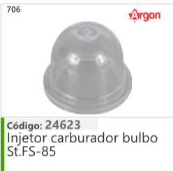 706 Código 24623 Injetor carburador bulbo Stihl FS85 ARGON