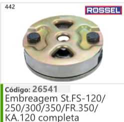 442 Código 26541 Embreagem Stihl FS-120/ 250/300/350/FR.350/ KA.120 completa ROSSEL