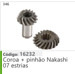 346 Código 16232 Coroa + pinhão Nakashi 07 estrias