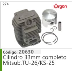 274 Código 20630 Cilindro 33mm completo Mitsubishi TU-26/KS-2 ARGON