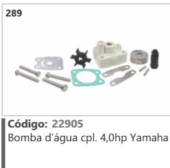 289 Código 22905 Bomba d'água completo 4,0hp Yamaha