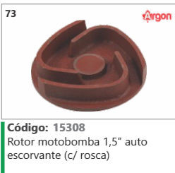 73 Código 15308 Rotor motobomba 1,5" auto escorvante (c/ rosca) ARGON
