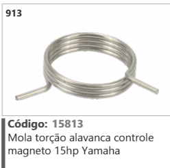 913 Código 15813 Mola torção alavanca controle magneto 15hp Yamaha