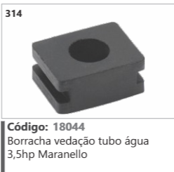 314 Código 18044 Borracha vedação tubo água 3,5hp Maranello