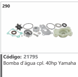 290 Código 21795 Bomba d'água completo 40hp Yamaha