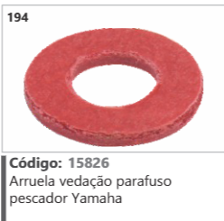 194 Código 15826 Arruela vedação parafuso pescador Yamaha