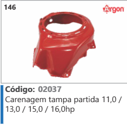 146 Código 02037 Carenagem tampa partida 11,0 / 13,0/150/16,0hp ARGON