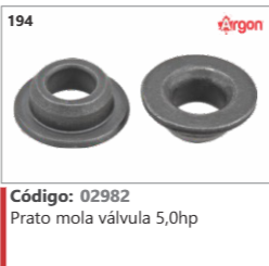 194 Código 02982 Prato mola válvula 5,0hp ARGON