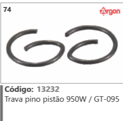 74 Código 13232 Trava pino pistão 950W / GT-095 ARGON