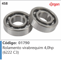 458 Código 6222 Rolamento virabrequim 4,0hp (6222 C3) ARGON