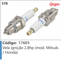578 Código 17603 Vela ignição 2,8hp (mod. Mitsubishi / Honda) ARGON