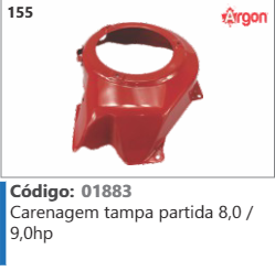 155 Código 01883 Carenagem tampa partida 8,0 / 9,0hp ARGON