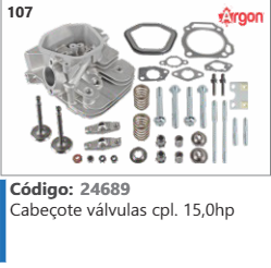107 Código 107 Cabeçote válvulas completo 15hp ARGON