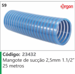 59 Código 23432 Mangote de sucção 2,5mm 1.1/2" 25 metros ARGON