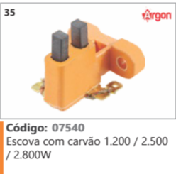 35 Código 07540 Escova com carvão 1.200 / 2.500 /2.800W ARGON