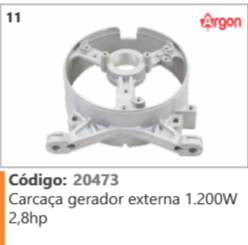 11 Código 20473 Carcaça gerador externa 1.200W 28hp ARGON