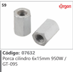59 Código 07632 Porca cilindro 6x15mm 950w/ GT-095 ARGON