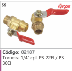 59 Código 02187 Torneira 1/4" completo PS-22E1 / PS-30E1 ARGON