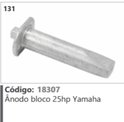 131 Código 18307 Anodo bloco 25hp Yamaha