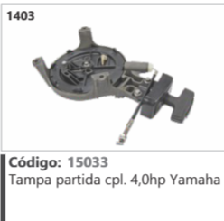 1403 Código 15033 Tampa partida completo 4,0hp Yamaha