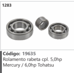1283 Código 19635 Rolamento rabeta completo 5,0hp Mercury / 6,0hp Tohatsu