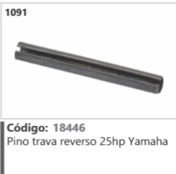 1091 Código 18446 Pino trava reverso 25hp Yamaha