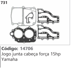 731 Código 14706 Jogo junta cabeça força 15hp Yamaha