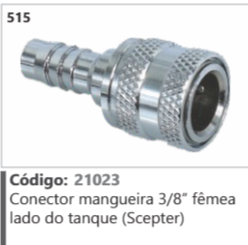 515 Código 21023 Conector mangueira 3/8" fêmea lado do tanque (Scepter)